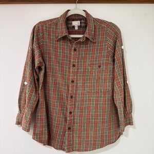 Urban Renewal Vintage Fabric Plaid Shirt Mens Small Orange Brown | Gorpcore